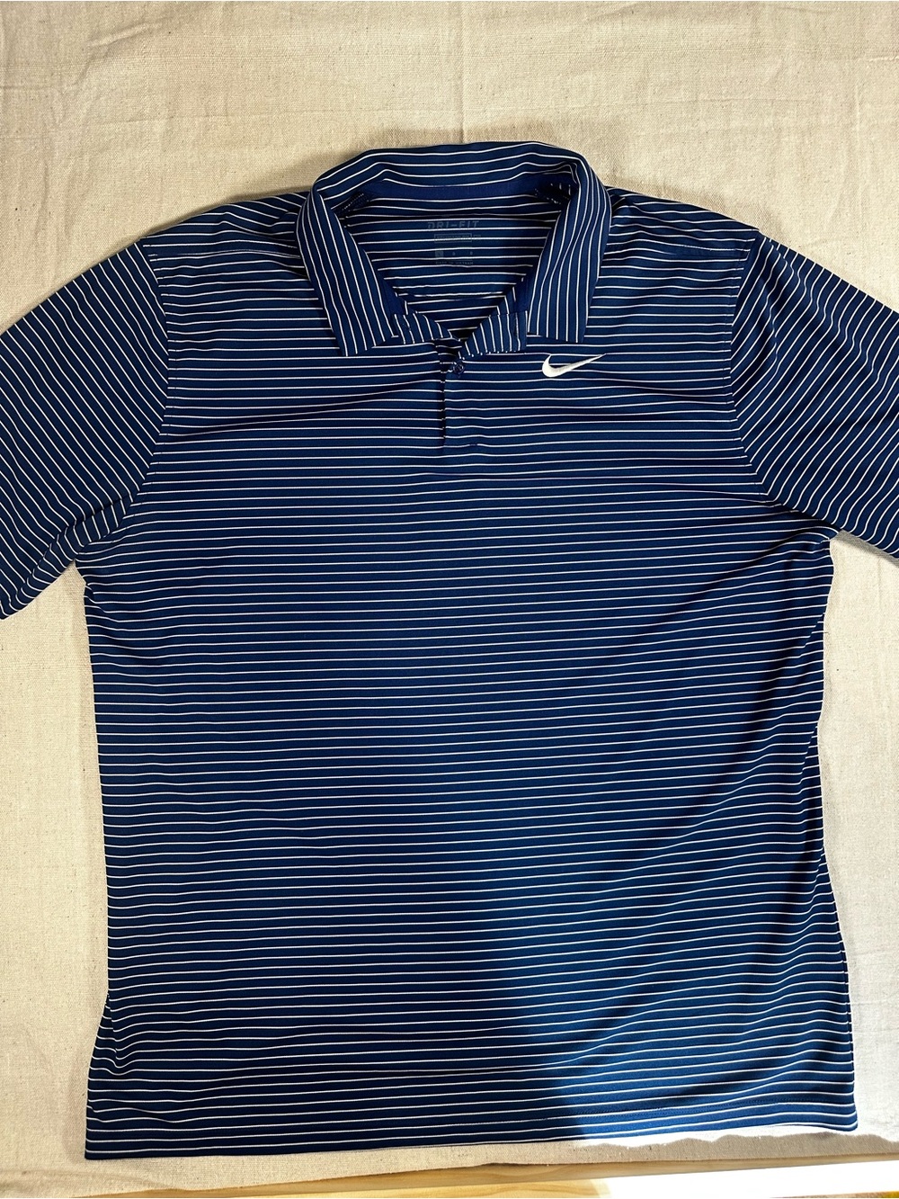 Nike Men’s Navy Blue Polo with White Pinstripes
